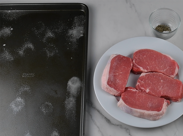 Cheddar Pork Chops Sheet Pan Meal - Step 1